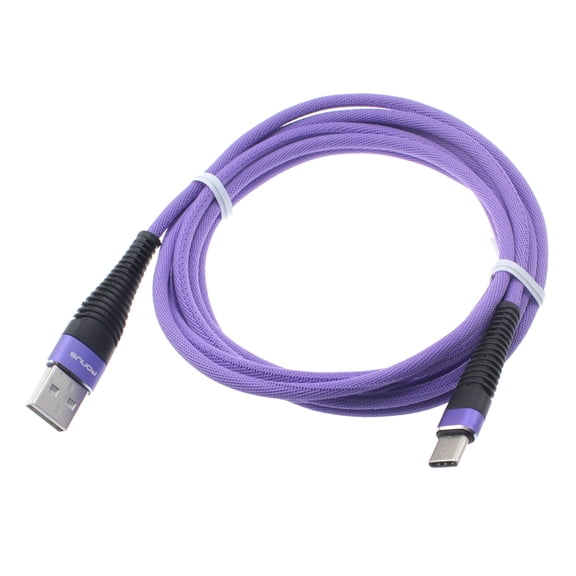 Compatible With LG V50 ThinQ 5G, V40 ThinQ, V35 ThinQ, G8 ThinQ, G7 ThinQ - Purple Durable Braided 6ft Long Type-C USB Cable A2G