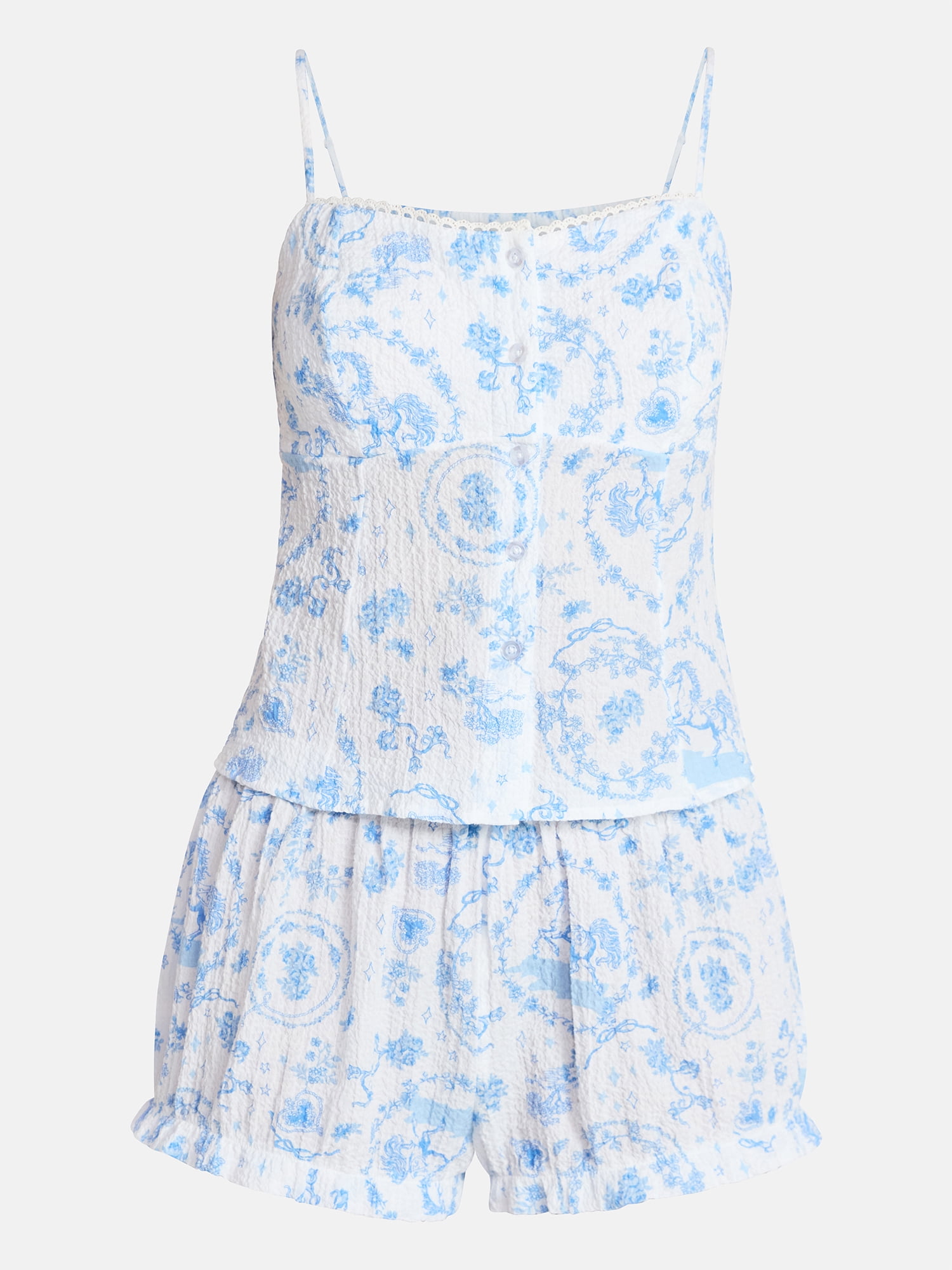 No Boundaries Cami Top and Bloomer Shorts Sleep Set, 2-Piece, Women's XS-XXL
