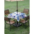 thumbnail image 4 of Outdoor Tablecloth with Umbrella Hole for Patio/Picnic/Party/Camping, Blue Flowers Waterproof Table Cloth Square Cover Washable, Spring Botanical Blossom Florals Plants (60"x 60"), 4 of 8