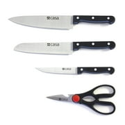 4 PC Kitchen Knife Set - Chefs Knives Set With Scissors for Professional Multipurpose Cooking, Includes 2 Chef Knives, Utility Knife, and Scissors with Bottle Opener