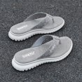 thumbnail image 3 of Informales gran tamaño con cuña deportiva y chanclas simples para mujer (Gris 40)【H1109-1】, 3 of 9