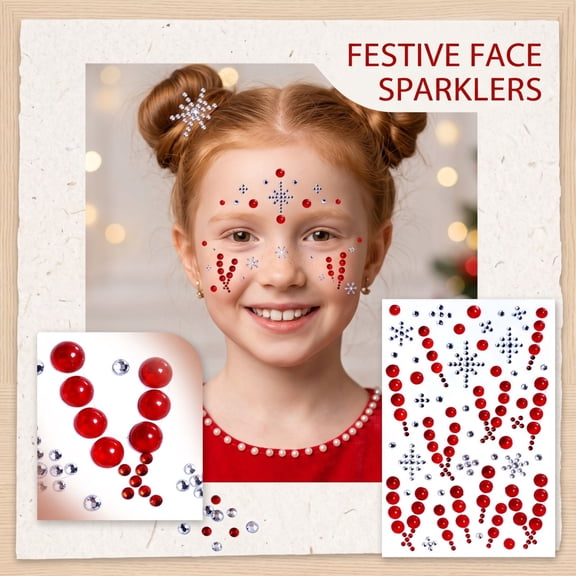 Holiday Christmas Party Decorations 4 Inch Rhinestone Snowflake Red Decorations for Party Face for Student Christmas Decor, 1 Pack