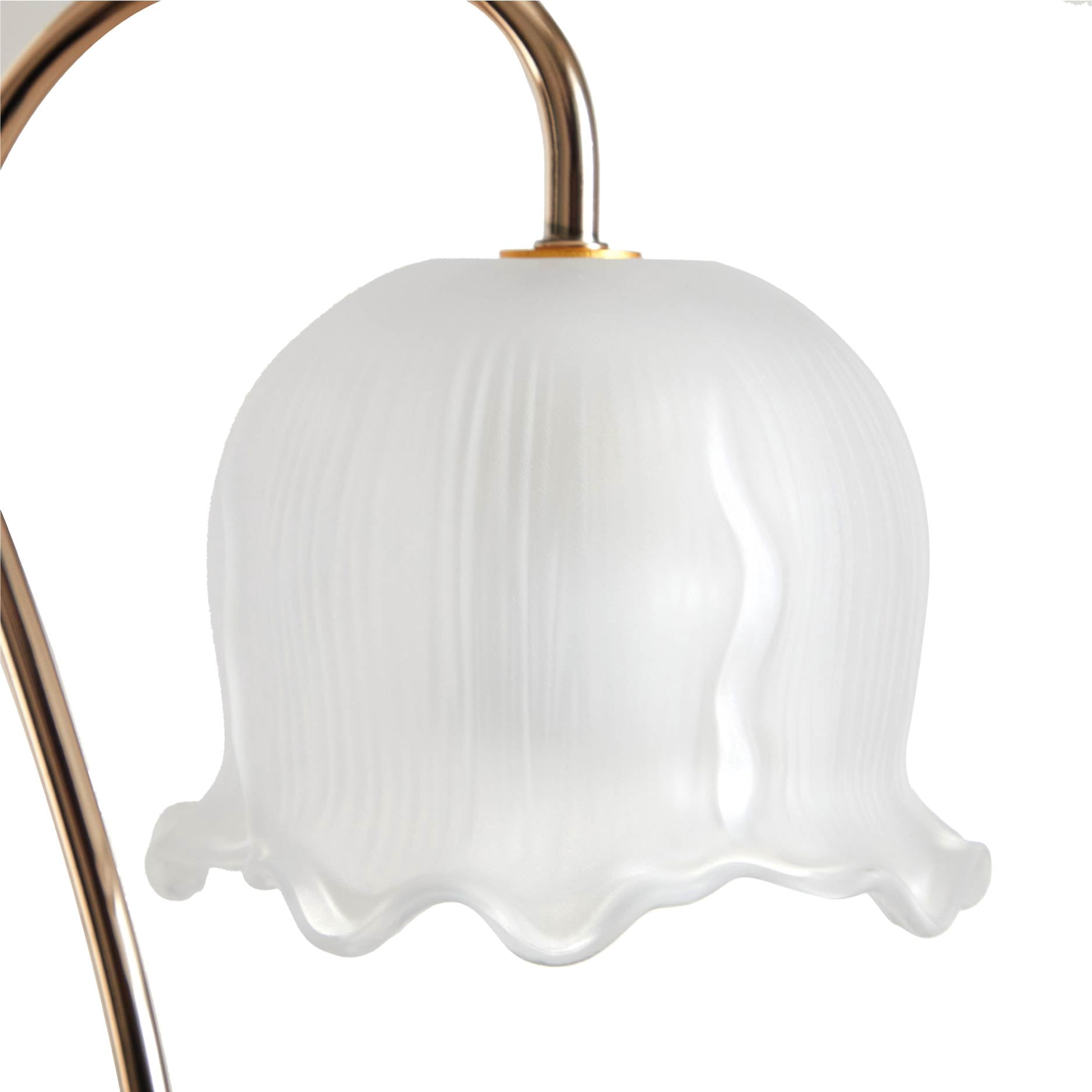 Stylehouse Home Decor Collection Scalloped White Glass Candle Warmer Lamp with Floral Shade