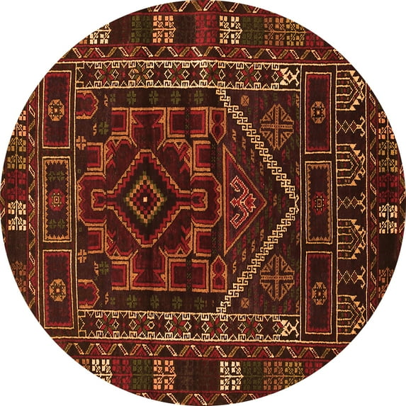 Ahgly Company Indoor Round Persian Orange Traditional Area Rugs, 4' Round