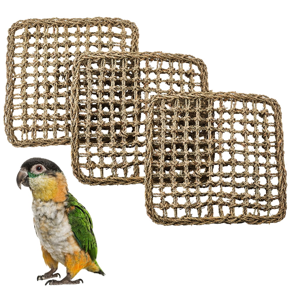 3Pcs Seagrass Bird Mats Parrot Parakeet Natural Grass Woven Net Climbing Rope Ladder Hammock Mat Cage Accessories