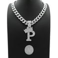thumbnail image 3 of iJewelry2 Kings and Queens Crowned Initial Letter P Crystals Pendant Silver-tone Cuban Linked Chain Necklace, 3 of 3
