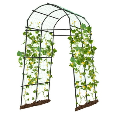 Topbuy Garden Arch Trellis 7.5 FT Tall Garden Arch Plant Tunnel Trellis with Trellis Netting Tunnel Plant Support