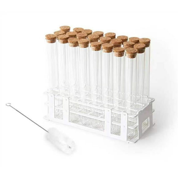 Juego de tubos de ensayo de vidrio BKMAMLAB, 24 piezas, 80 ml, con tapones de corcho