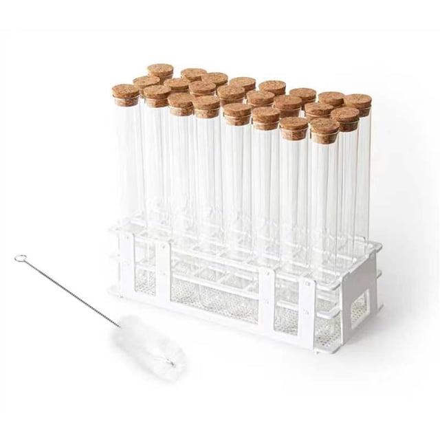 Juego de tubos de ensayo de vidrio BKMAMLAB, 24 piezas, 80 ml, con tapones de corcho