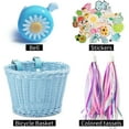 thumbnail image 4 of HUISZJ Bicycle Front Basket, Colored Tassels Bike Handlebar Wicker Basket with Stickers & Bell - Handwoven Front Hoppet for Cycling (Sky Blue), 4 of 7