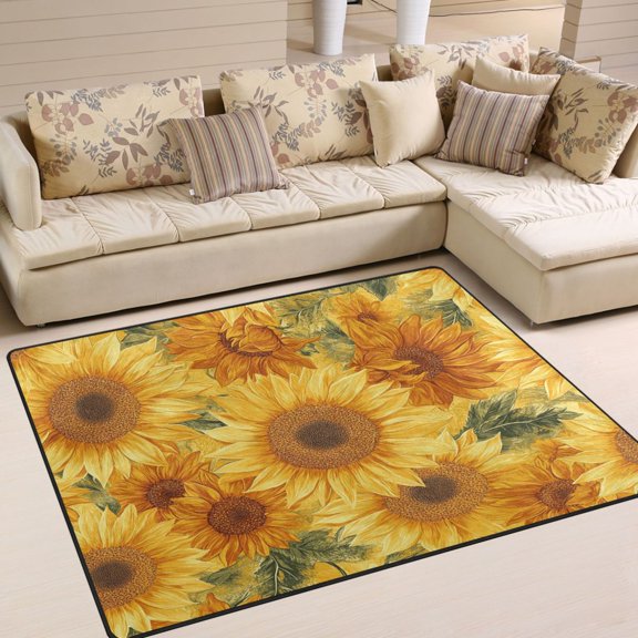 BZSMCE Vintage Area Rugs Design Sunflower Painting Creative Area For Home