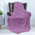 thumbnail image 4 of Abstract Soft Flannel Fleece Blanket, Repetitive Pattern of Modern Rounds with Retro Influences Quirky and Monochrome, Cozy Plush for Indoor and Outdoor Use, 50" x 60", Purple White, by Ambesonne, 4 of 5