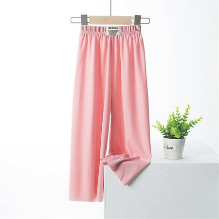 

Simplmasygenix Toddler Pants Cargo Wide Leg Toddler Kids Baby Girls Fashion Cute Sweet Ice Silk Wide Leg Pants Trousers Pants Leggings