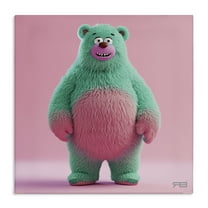 Stupell Industries Smiling Green Bear Animals Painting Wrapped Canvas Art Print Wall Art, 17 x 17