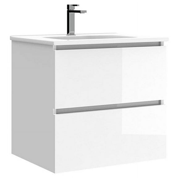Ws Bath Collections Flora C60.100 WG Flora 24" Wall Mounted Single Basin Vanity Set -