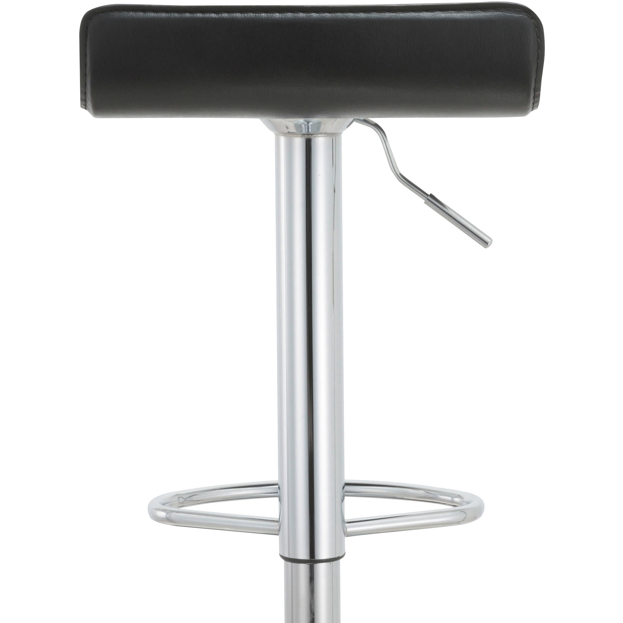 Contoured Contemporary Backless Armless Swivel Height Adjustable Hydraulic Lift Chrome Base Bar Stool with Footrest (Black) - Set of 2