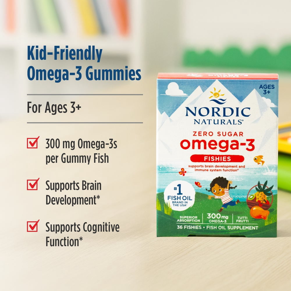 Nordic Naturals Nordic Omega-3 Fishies,Tutti Frutti, 300 Mg, 36 Gummies