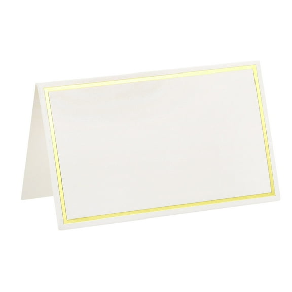 Uxcell Blank Greeting Cards,25pack Favor Decor Foldable Blank Card, Gold Tone White