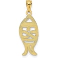 thumbnail image 3 of Solid 10k Yellow Gold Polished Jesus Fish Pendant - 27.32mm, 3 of 6