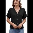 thumbnail image 3 of Suéter con Cuello en V y Diseño de Gofres, Color Negro, Talla XL, 3 of 10