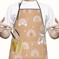 thumbnail image 2 of Brown Boho Bohemia Rainbow Hearts Pattern Apron-Garden Aprons for Women with Pockets-Cotton Linen Waterproof Kitchen Cooking Gardening Aprons Adjustable for Kitchen,Cooking,BBQ and Salon 33x27 Inch, 2 of 7