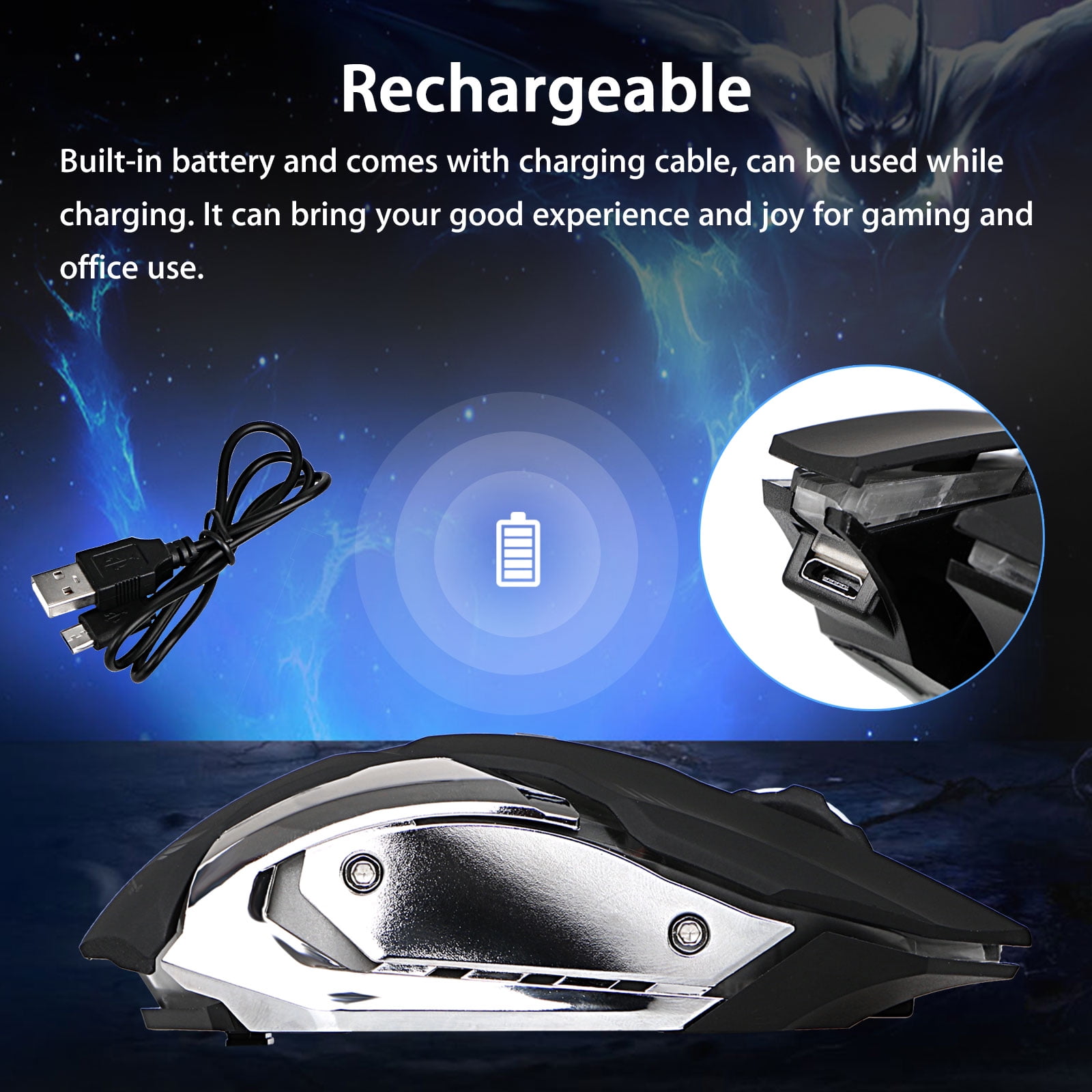 Bluetooth Gaming Mouse X70 Rechargeable Wireless Rgb 7 Color Backlit 4 Dpi 2400 1600 10 800 Usb Game Mouse For Computer Laptop Walmart Com Walmart Com