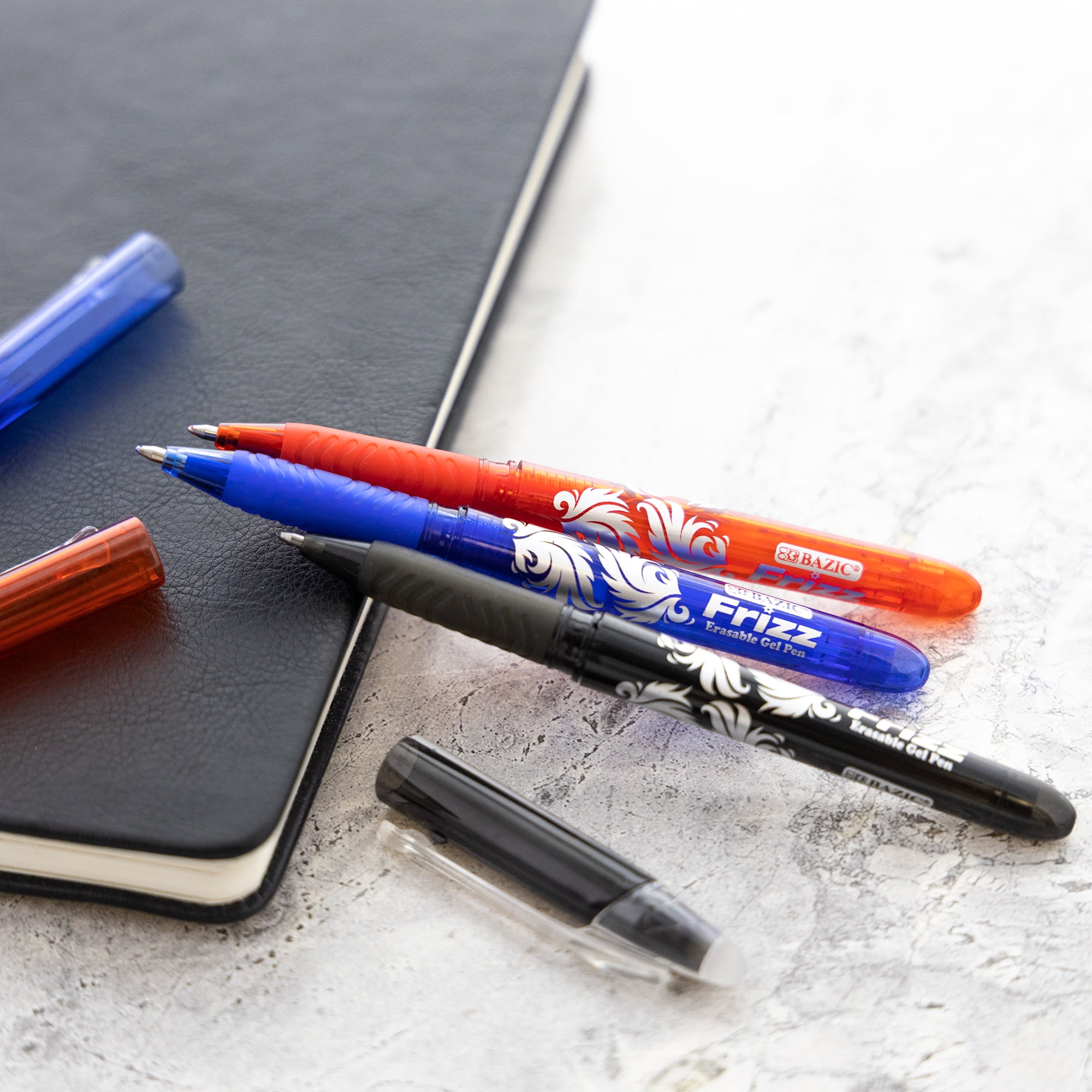 BAZIC Frizz Erasable Gel Pen 0.7mm Red Color, Pen Mistake Eraser, 1-Pack