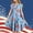 Sky Blue, variant on Girls Casual Ruffle Short Sleeve Dress (6-15 Years) Summer Round Neck Fashion Printed Tiered A-Line Skirt for Birthday Party Pink 6/7