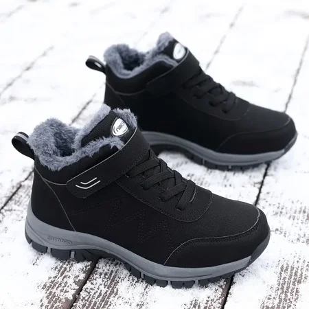 

Women‘s Platform Ankle Snow Boots Fleece Liner Hook And Loop Lace Up Shoes Winter Thermal Shoes