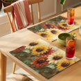 thumbnail image 4 of Summer Sunflower Placemats Set of 2, Retro Watercolor Yellow Red Flowers Non-Slip Place Mats Washable Table Mats for Kitchen Dining Table Decorations Indoor/Outdoor, 4 of 9
