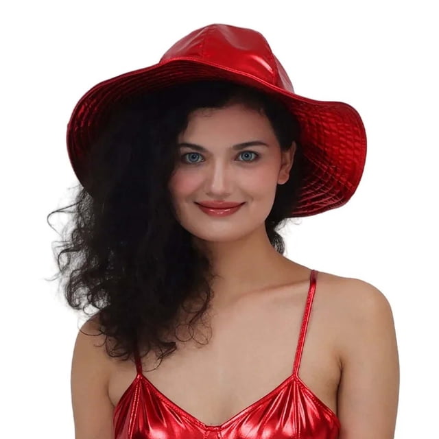 Aocisk Stylish Bucket Hat Outdoor Event Accessory Party Wear Versatile All Season Sun Red one size