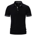 thumbnail image 2 of Honeeladyy Mens Golf Shirt Summer Solid Color Short Sleeve V Neck Button Business Shirts for Office Work Black L, 2 of 7