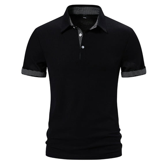 zfhfof Men's Fashion Polo Shirt Casual Button Short Sleeve T-Shirts Classic Basic Cotton Plaid Collar Golf Tops with Pocket