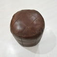 thumbnail image 3 of Round Shaped Goat Leather Handmade Eco-Friendly Brown Pouf - Round Shape Pouf, 18" x 18" x 18", Plain Solid Pouf, Goat Leather Pouf, Recycled Cotton Fill Stuffed Pouf, Leather Seating Pouf, 3 of 5