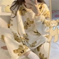 thumbnail image 5 of Pijama de franela para mujer, conjunto de dos piezas de otoño e invierno, lindo y dulce forro polar coral grueso, ropa exterior cálida, ropa para el hogar, 5 of 5