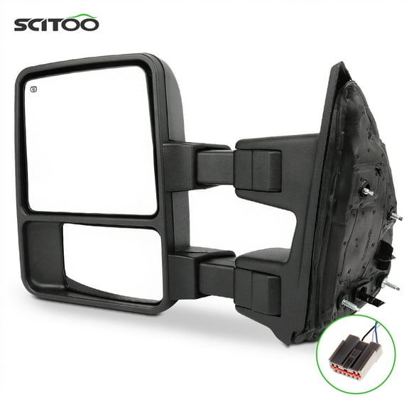 SCITOO Towing Mirror Tow Mirror Black Truck Mirror fit for 2003-2007 for Ford F250/F350/F450/F550 Super Duty 2003-2005 for Ford Excursion with PC LH Manual Adjusted No Heated Turn Signal Light