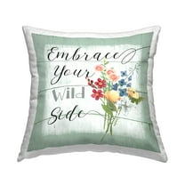 Stupell Industries Embrace Your Wild Side Phrase Square Decorative Printed Throw Pillow, 18 x 18