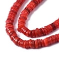 thumbnail image 3 of Natural Freshwater Shell Beads Strands Dyed Flat Round/Disc Heishi Beads Orange Red 5~6x1~2mm Hole: 1mm about 205~215pcs/strand 15.35 inch(39cm), 3 of 3