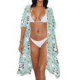 thumbnail image 3 of HELLHERO Cartoon Pandas Play Bathing Suit Cover Up Lightweight High Quality Fabrics Short Sleeve Long Kimono Swimsuit Cover Up, 3 of 6
