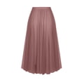 thumbnail image 3 of Levmjia Women Midi Skirt Solid Color Elastic Waist Flared Casual Skirt Polyester Comfortable Summer Spring Work Vacation Dress, 3 of 5