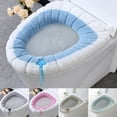 thumbnail image 1 of 2Pcs Soft Fabric Home Toilet Seat Cover Pads Cushion Warmer Cover Mat Washable, 1 of 10