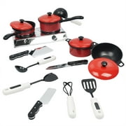 13pcs/set Children Play House Game Props Simulation Kitchen Utensils Children's Educational Toys Cooking Toys Kitchen Toys Color:red