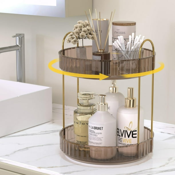 Buy 2 Save 10% 2-Tier Rotate Bathroom Counter Organizer, Countertop Perfume Tray And Vanity Organizer,Corner Makeup Storage, Organizer Countertop For Dresser,Spice Rack