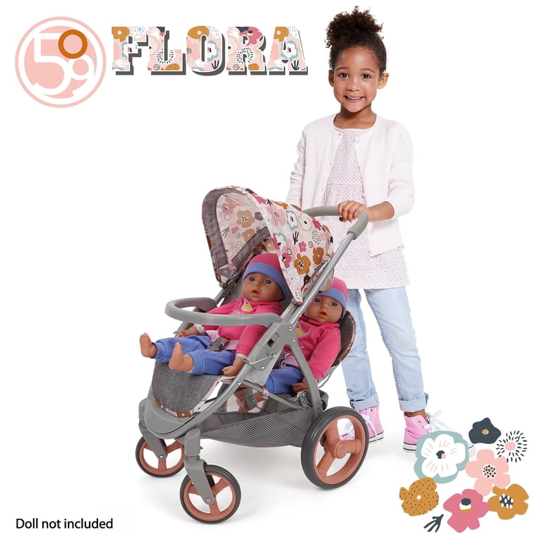 509 Crew Mabelle Duo Twin Doll Stroller, Melange Flora photo 6