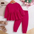 thumbnail image 5 of Ymyiu Baby Girl Clothes Girls Clothes Fall Winter Toddler Outfits Sweatshirt + Sweatpants 2 Piece Set 2-3 Years(Hot Pink, 2-3 Years), 5 of 8