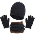 thumbnail image 2 of Yoodem Scarf and Gloves Set for Women Hat and Scarf Set for Women&men Autumn Warm Cute Wool Hat Scarf Gloves Three Snow Knit Cap Hat and Gloves for Women Navy One Size, 2 of 6