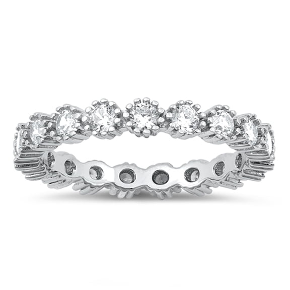 Classic Studded Halo Ring .925 Sterling Silver Band Jewelry Female Male Unisex Size 6