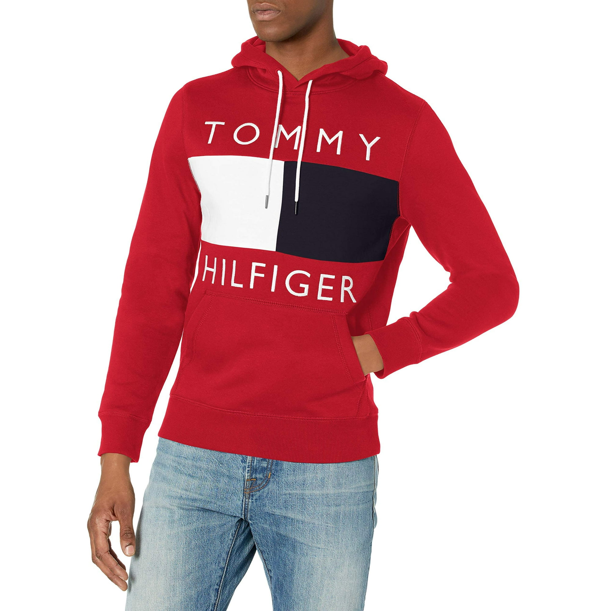 Tommy Hilfiger Mens Tommy Hilfiger Men's Flag Hoodie Hooded Sweatshirt ...