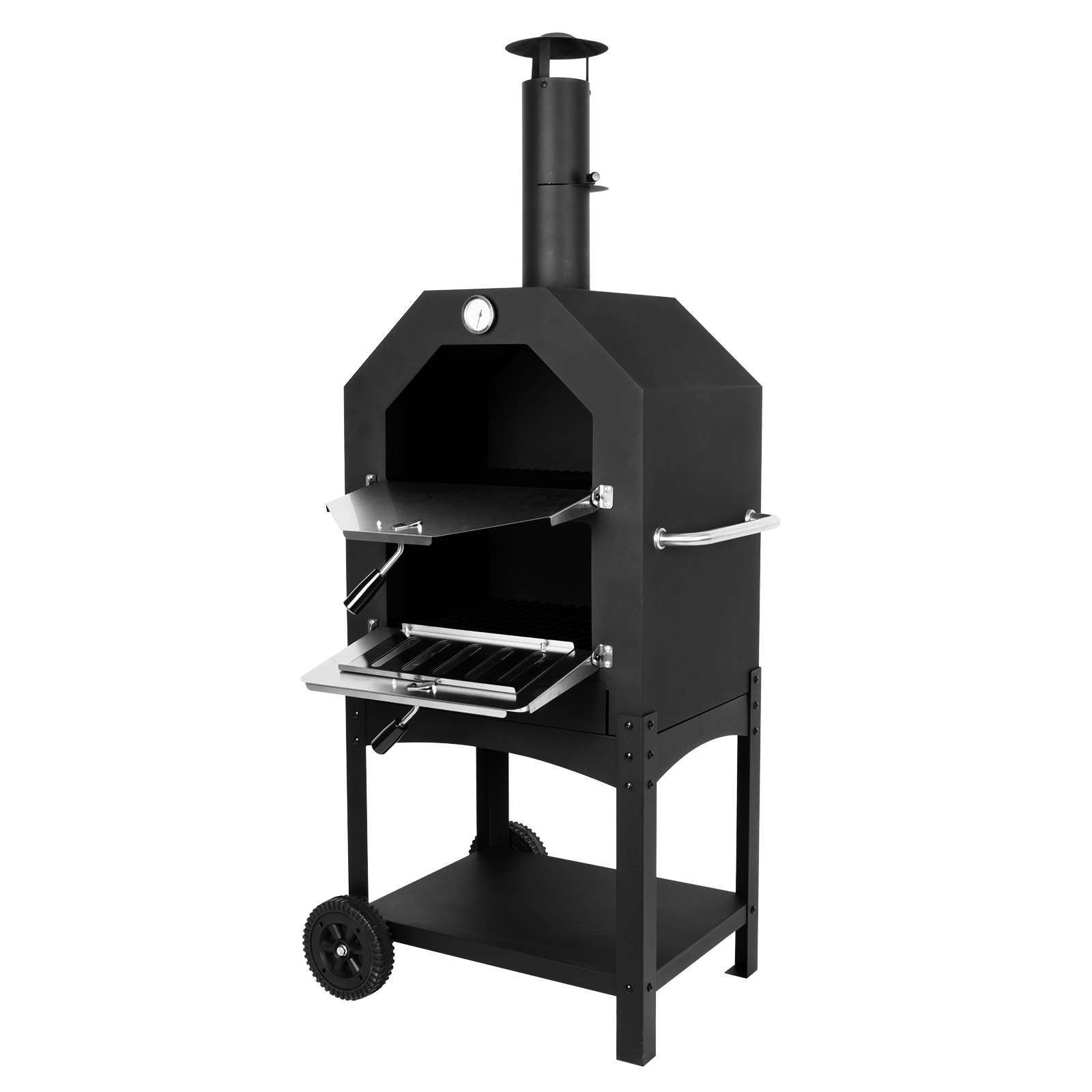 Outdoor Pizza Oven Wood Fired Pizza Oven Patio Portable Pizza Maker Cooking Grill with Wheels Waterproof Cover - image 5 of 7