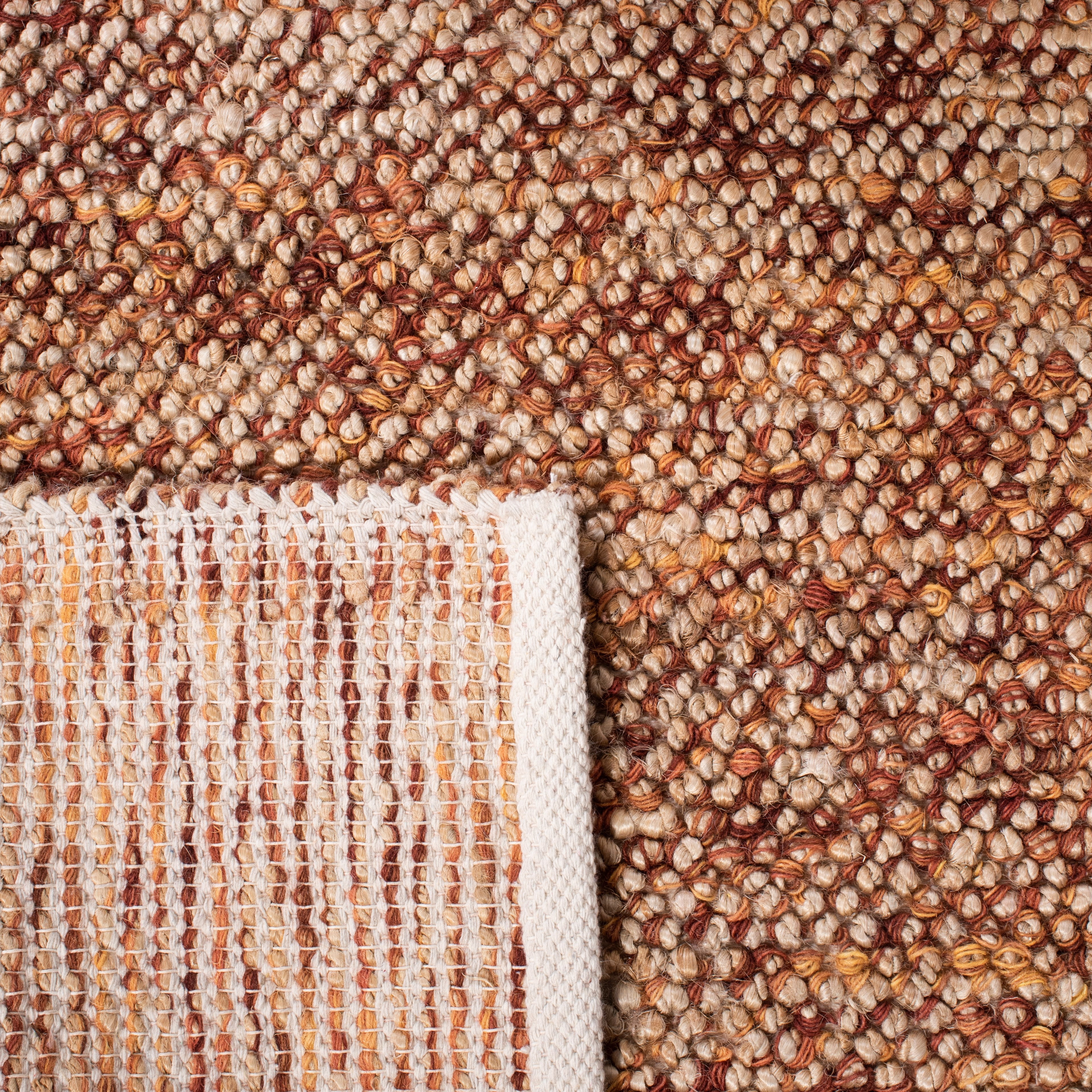 SAFAVIEH Bohemian Martha Solid Area Rug, Natural/Rust, 6' x 6' Round